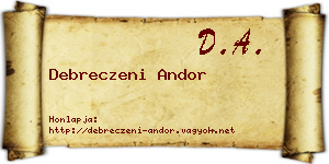 Debreczeni Andor névjegykártya